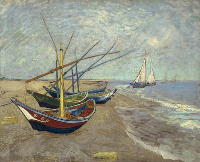 सेंटेस-मेरीज़-डे-ला-मेर में समुद्र तट पर मछली पकड़ने की नाव द्वारा Vincent van Gogh