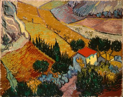 हाउस और प्लोमैन के साथ लैंडस्केप द्वारा Vincent van Gogh