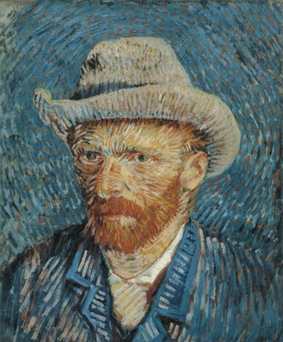 फेल्ट हैट के साथ सेल्फ पोर्ट्रेट, 1887-88 द्वारा Vincent van Gogh