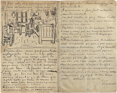 द बेडरूम, लेटर टू पॉल गाउगिन, आर्ल्स से, बुधवार, 17 अक्टूबर 1888 द्वारा Vincent van Gogh