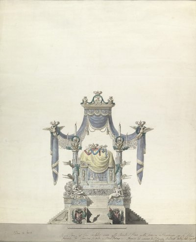 महारानी कैथरीन द ग्रेट ऑफ़ रशिया फ्रंट एलिवेशन के लिए कैटाफ़ल्क, 1796। द्वारा विन्सेन्ज़ो ब्रेनना