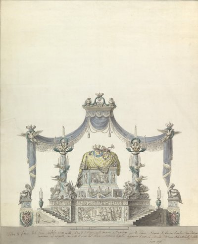 महारानी कैथरीन द ग्रेट ऑफ़ रशिया साइड एलिवेशन का कैटाफ़ाल्क।, 1796। द्वारा विन्सेन्ज़ो ब्रेनना