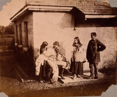 बच्चे एक आदमी को एक बेला खेलते हुए सुनते हैं, c.1859-61 द्वारा विस्काउंटेस हॉवर्ड