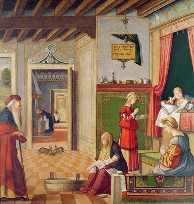 वर्जिन का जन्म, 1504-08 (204962 भी देखें) द्वारा विट्टोर कार्पेस्को