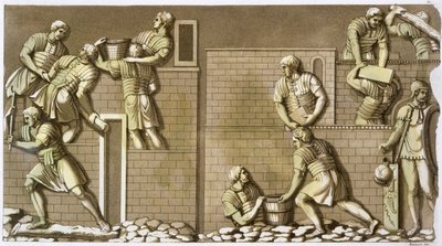 एक किले का निर्माण करते रोमन सैनिक, c1820-1839 द्वारा विटोरियो रेनरी