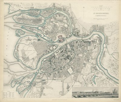 पीटर्सबर्ग का नक्शा, 1834 द्वारा डब्ल्यूबी क्लार्क