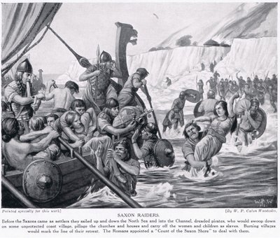 सेक्सन रेडर्स, &39;हचिन्सन हिस्ट्री ऑफ द नेशंस&39;, c.1910 से चित्रण द्वारा WP केटन वुडविले