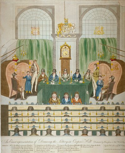 लॉटरी ड्रा, कूपर्स हॉल, लंदन शहर, 1803 द्वारा डब्ल्यू चार्ल्स