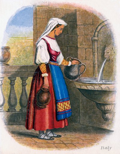 इतालवी महिला जल संग्रह, 1809। द्वारा डब्ल्यू। डिके
