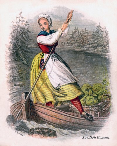 स्वीडिश महिला रोइंग, 1809। द्वारा डब्ल्यू। डिके