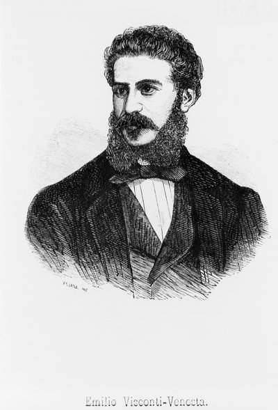 एमिलियो का पोर्ट्रेट, मार्किस विस्कोनी-वेनोस्टा (1829-1914), देशभक्त, इतालवी राजनेता और राजनयिक जो इटली के राज्य के सीनेटर और विदेश मंत्री थे द्वारा WG (बाद) थायर