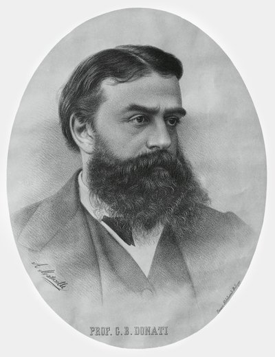 जियोवानी बतिस्ता डोनाती (1826-1873) का पोर्ट्रेट, इतालवी गणितज्ञ और खगोलशास्त्री, उत्कीर्णन द्वारा WG (बाद) थायर