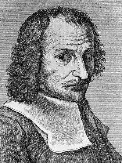 लोरेंजो लिप्पी (1606-1665) का पोर्ट्रेट, इतालवी चित्रकार, कवि और लेखक, स्टैम्पेरिया स्टेफानो ऑरलैंडिनी द्वारा प्रकाशित कविता मालमंटाइल रैक्विस्टाटो से उकेरा गया द्वारा WG (बाद) थायर