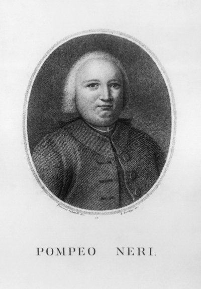 पोम्पेओ नेरी (1706-1776), इतालवी न्यायविद और राजनीतिज्ञ का पोर्ट्रेट, फ्रांसेस्को सबाटेली (1803-1829) द्वारा ड्राइंग के बाद बेनेडेटो बोर्डिगा (1768-1847) द्वारा नक़्क़ाशी द्वारा WG (बाद) थायर