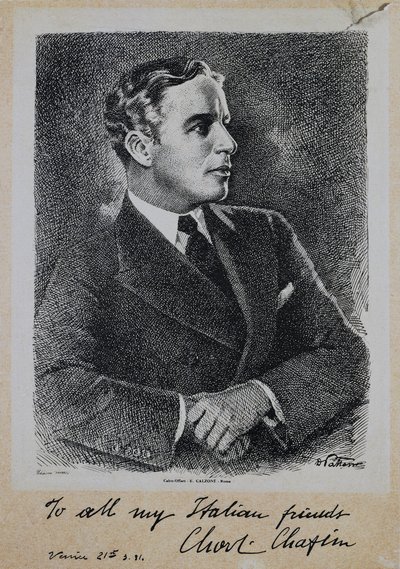 सर चार्ल्स स्पेंसर चैपलिन का पोर्ट्रेट (1889-1977), अंग्रेजी अभिनेता और निर्देशक द्वारा WG (बाद) थायर