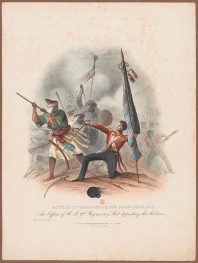 21 वीं और 22 वीं फ़िरोज़शाह की लड़ाई 1845 एचएम 9 वीं रेजिमेंट के एक अधिकारी ने अपने रंगों का बचाव किया द्वारा डब्ल्यू। कोहलर