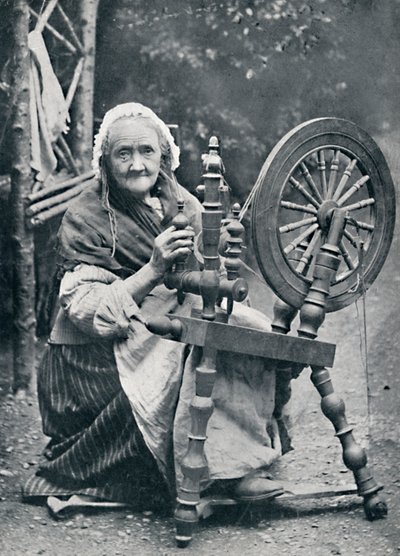 एक पुरानी आयरिश महिला अपने कताई-व्हील, 1912 पर द्वारा डब्ल्यू। लॉरेंस