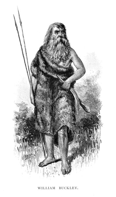 विलियम बकले, 1886 में ऑस्ट्रेलिया में अंग्रेजी अपराधी को छोड़ दिया। द्वारा डब्ल्यू। मैकलोड