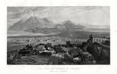 एक्रोपोलिस, ग्रीस, 1887 से कुरिन्थ का शहर और इस्मत द्वारा डब्ल्यू मिलर