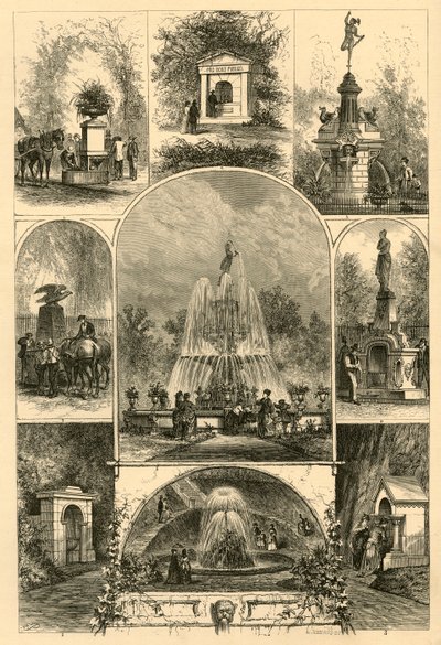 फिलाडेल्फिया में फव्वारे, 1874। द्वारा डब्ल्यू रॉबर्ट्स