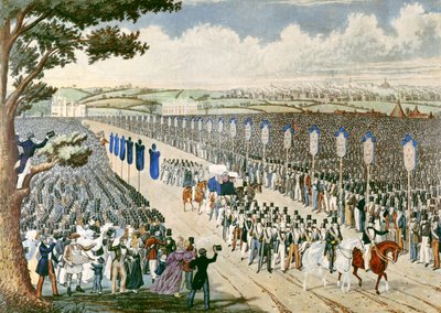 कोपेनहेगन फील्ड्स, 1834 में ट्रेड यूनियन की बैठक (रंग उत्कीर्णन) द्वारा डब्ल्यू। ग्रीष्मकाल