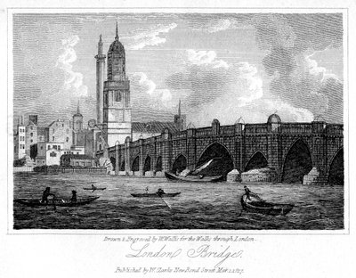 लंदन ब्रिज, लंदन, 1817। द्वारा डब्ल्यू। वालिस