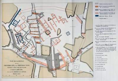 ट्रॉय में 1884 में दूसरे शहर के एक्रोपोलिस का नक्शा द्वारा डब्ल्यू और होफ्लर, जे। डोरफेल्ड