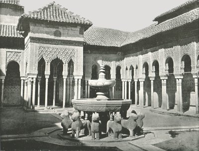 द कोर्ट ऑफ़ द लायंस, अल्हाम्ब्रा, ग्रेनेडा, स्पेन, 1895। द्वारा डब्ल्यू एंड एस लिमिटेड