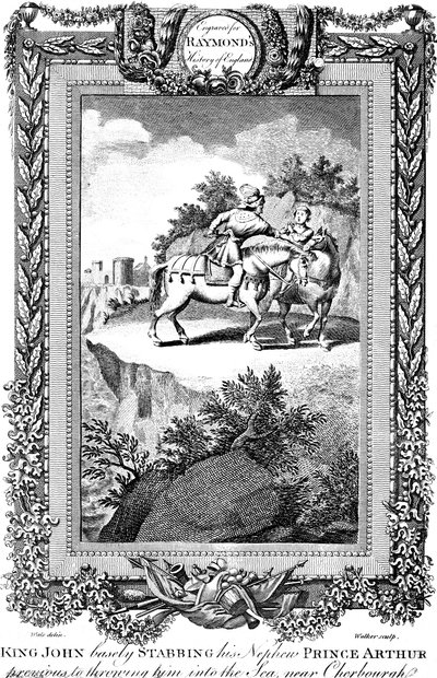 राजा जॉन 1167-1216 अपने भतीजे राजकुमार आर्थर, 19 वीं सदी में छुरा घोंपा। द्वारा वॉकर