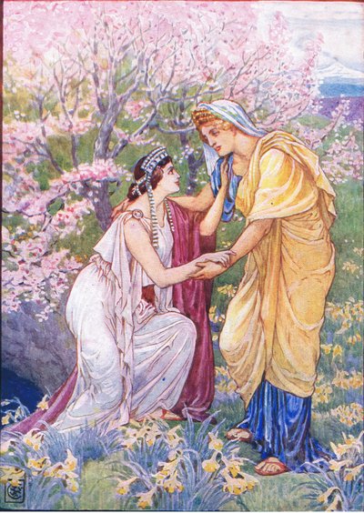 उनकी बेटी के लिए आनन्दित डेमिटर उनकी तरफ से था, ग्रीस की कहानी, 1930 के दशक का चित्रण द्वारा वाल्टर क्रेन
