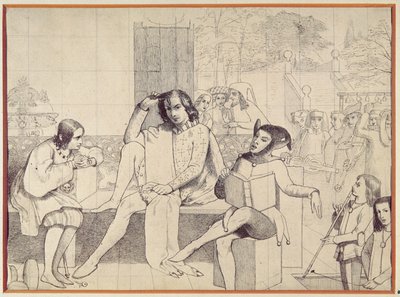 बारहवीं रात, c.1850 (पेन ड्राइंग) द्वारा वाल्टर हॉवेल डेवरेल
