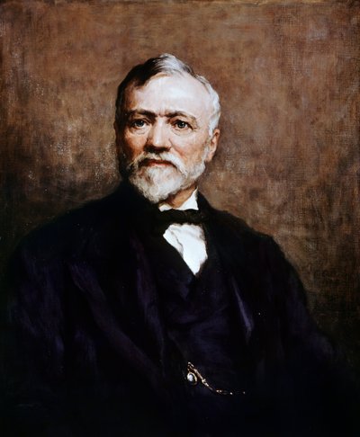 एंड्रयू कार्नेगी का पोर्ट्रेट (1835-1919), ब्रिटिश मूल के अमेरिकी उद्यमी और परोपकारी, वाल्टर विलियम ओलेस द्वारा पेंटिंग (1848-1924) द्वारा वाल्टर विलियम ऊलेस