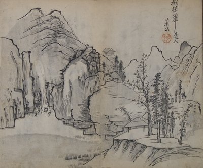 वू जेन 1280-1354 के बाद लैंडस्केप, मस्टर्ड सीड गार्डन मैनुअल ऑफ..., पहला संस्करण, 1679 से। द्वारा वांग जी