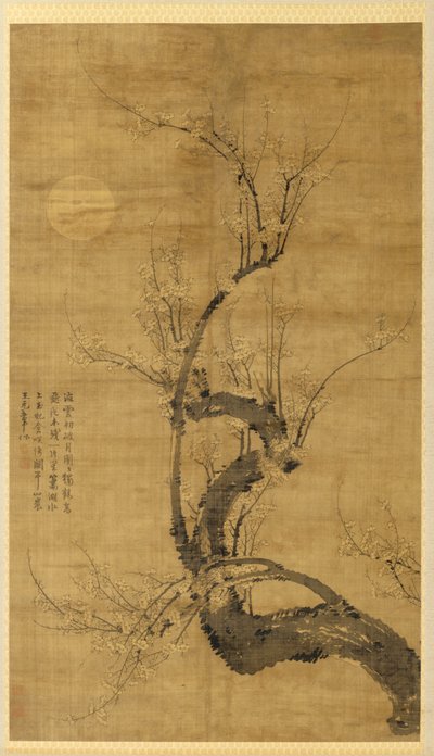 चांदनी में एक Prunus, 1300s। द्वारा वांग मियां