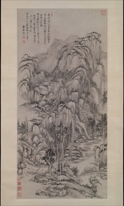 वू जेन के बाद लैंडस्केप, 1695 दिनांकित। द्वारा वांग युआनकी