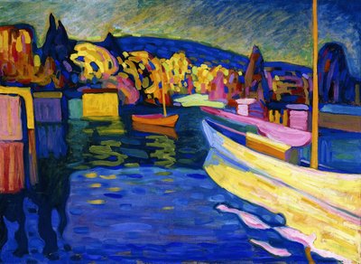 नाव के साथ शरद लैंडस्केप द्वारा Wassily Kandinsky