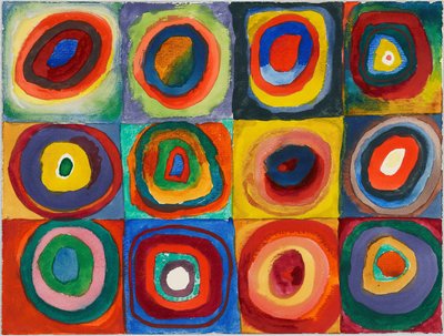 रंग अध्ययन। संकेंद्रित वृत्तों के साथ वर्ग, 1913। द्वारा Wassily Kandinsky