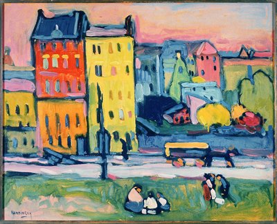 म्यूनिख में मकान, 1908 (कार्डबोर्ड पर तेल) द्वारा Wassily Kandinsky