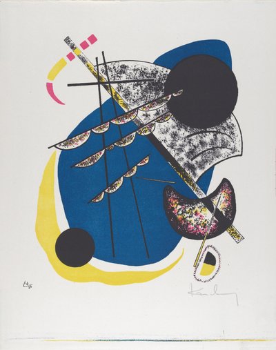 क्लेन वेल्टेन II (छोटा संसार II), 1922 (काले, लाल, नीले, पीले रंग में मुद्रित लिथोग्राफ) द्वारा वासिली कैंडिंस्की