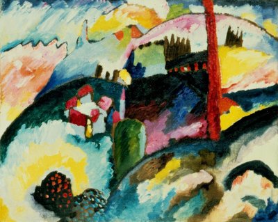 फैक्टरी चिमनी के साथ लैंडस्केप द्वारा Wassily Kandinsky