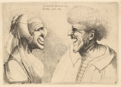 एक विकृत युगल एक दूसरे का सामना कर रहे हैं, 1645। द्वारा Wenceslaus Hollar