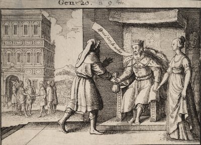 अबीमेलेक ने इब्राहीम को फटकार लगाई। राज्य 1 द्वारा Wenceslaus Hollar