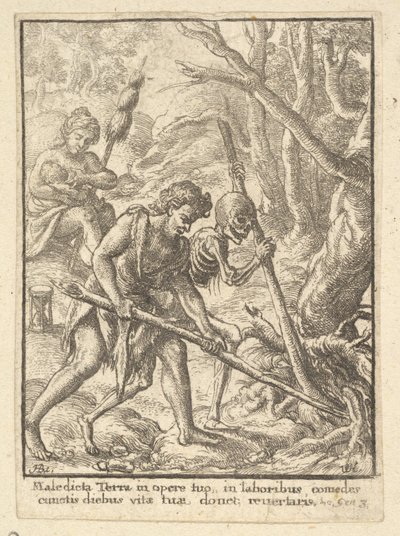 एडम प्लविंग फ्रॉम द डांस ऑफ़ डेथ, 1651। द्वारा Wenceslaus Hollar