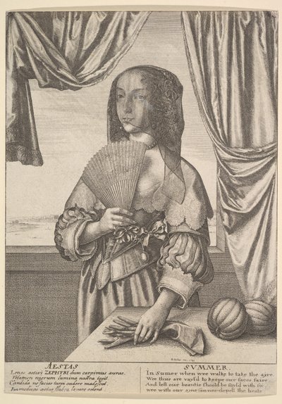 एस्तेस - ग्रीष्मकालीन तीन-चौथाई-लंबाई वाले मौसम, 1641। द्वारा Wenceslaus Hollar