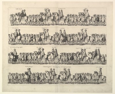 लंदन के माध्यम से चार्ल्स द्वितीय का राज्याभिषेक जुलूस, 1662। द्वारा Wenceslaus Hollar