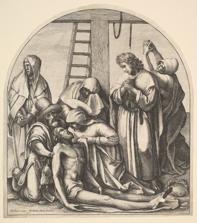 होल्बिन, 1640 के बाद क्रॉस से उतरना। द्वारा Wenceslaus Hollar