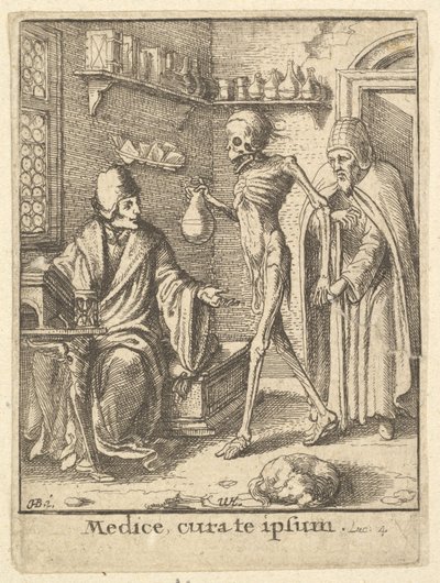 डॉक्टर, डांस ऑफ़ डेथ से, 1651। द्वारा Wenceslaus Hollar