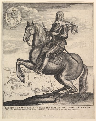 हॉर्सबैक पर अर्ल ऑफ एसेक्स, 1643। द्वारा Wenceslaus Hollar