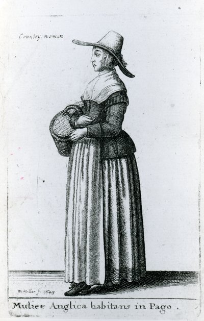 अंग्रेजी देश महिला, 1643 द्वारा Wenceslaus Hollar