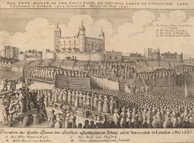 थॉमस वेंटवर्थ का निष्पादन, 1641। द्वारा Wenceslaus Hollar